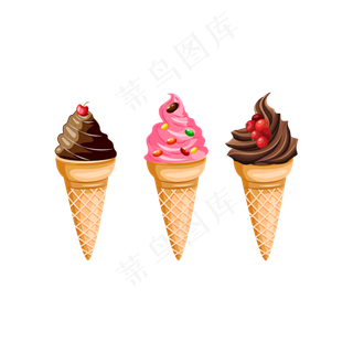 矢量手绘卡通冰激凌,免抠元素