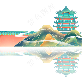 中国风国潮建筑山水