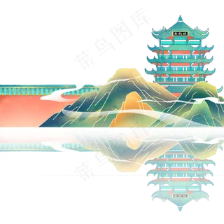 中国风国潮建筑山水