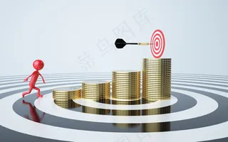 商务小人目标前进