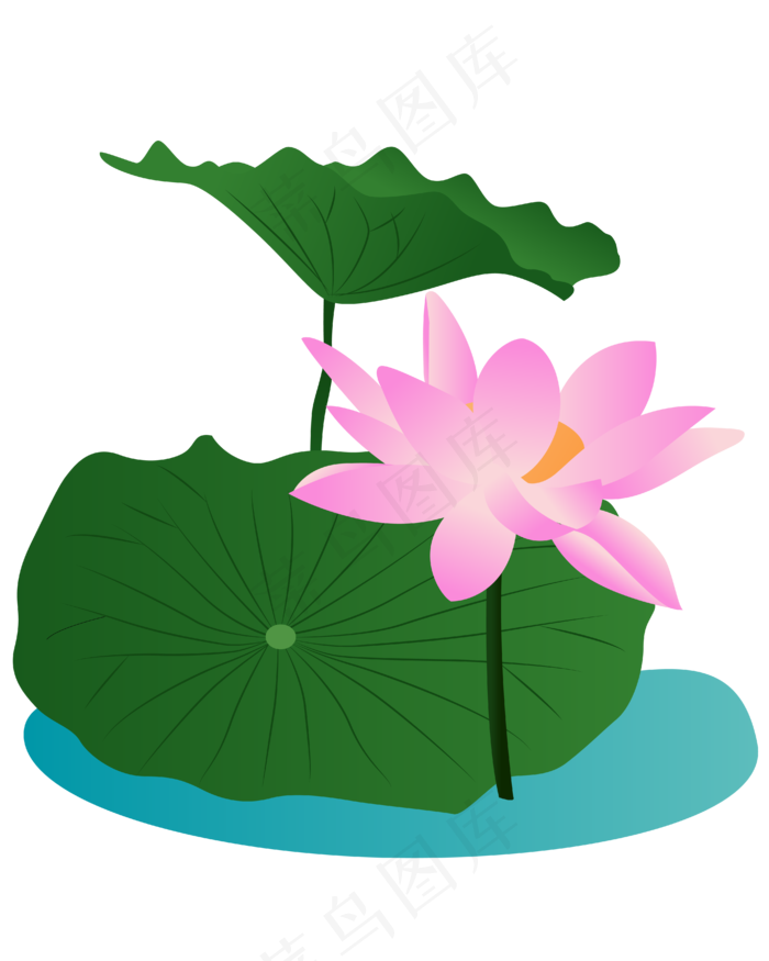 矢量手绘绿色荷叶