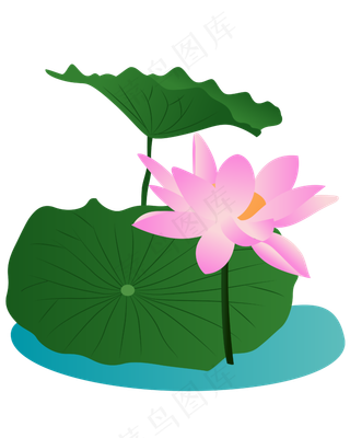 矢量手绘绿色荷叶