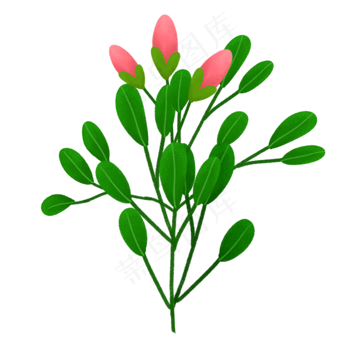 手绘简约绿色植物树(3000X3000(DPI:300))psd模版下载