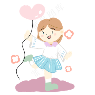 手拿起球的开心小女孩