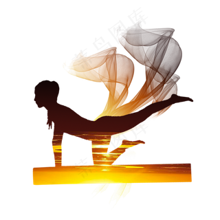 运动健身瑜伽yoga舞蹈美女动作,免抠元素