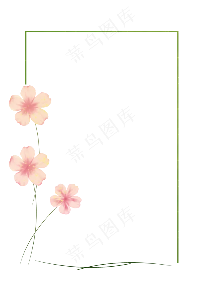 粉色花朵春天手绘边框(2000X3000(DPI:96))psd模版下载