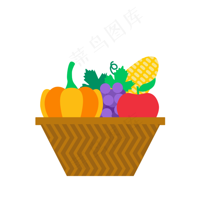 扁平卡通可爱蔬菜蓝