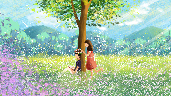 五月你好温馨情侣治愈系风景