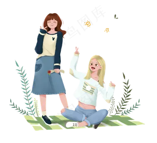 春分去野餐美丽女生,免抠元素