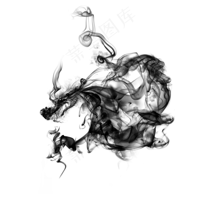 东方水墨巨龙国画,免抠元素(2000X2000(DPI:300))psd模版下载