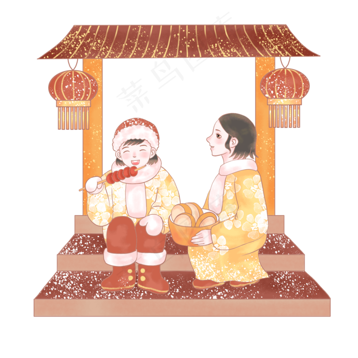 欢庆小年之吃糖葫芦,免抠元素(2048X2048(DPI:300))psd模版下载