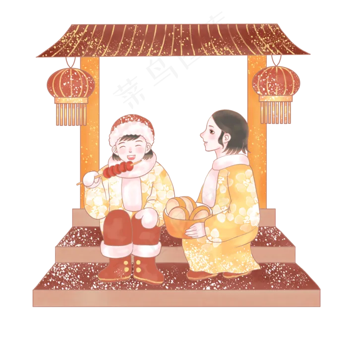 欢庆小年之吃糖葫芦,免抠元素(2048X2048(DPI:300))psd模版下载