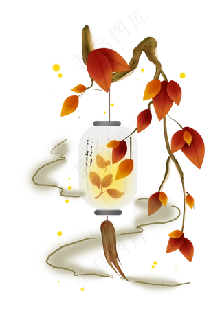 中元节树下的古风灯笼,免抠元素