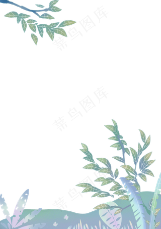 手绘绿色叶子素材