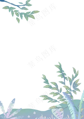 手绘绿色叶子素材