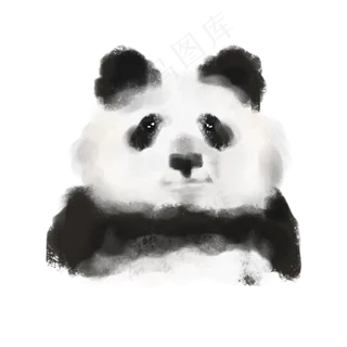 手绘仿真感可爱熊猫动物像素材,免抠元素