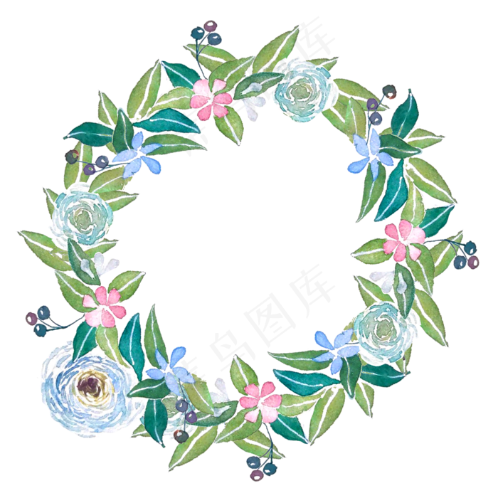 叶子水彩花环(2000X2000(DPI:300))psd模版下载