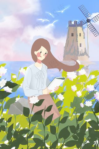 女孩五一唯美花海出游