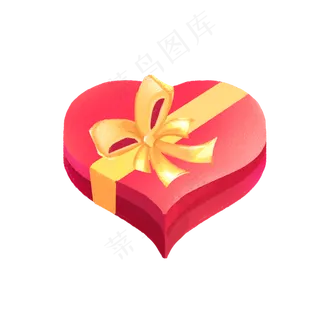 七夕情人节手绘爱心礼盒可商用元,免抠元素