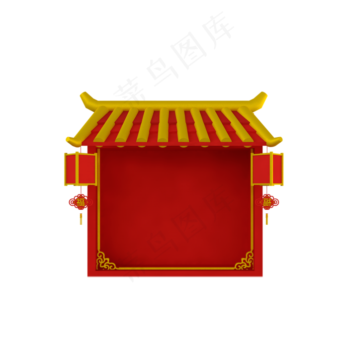 红色喜庆建筑元素,免抠元素