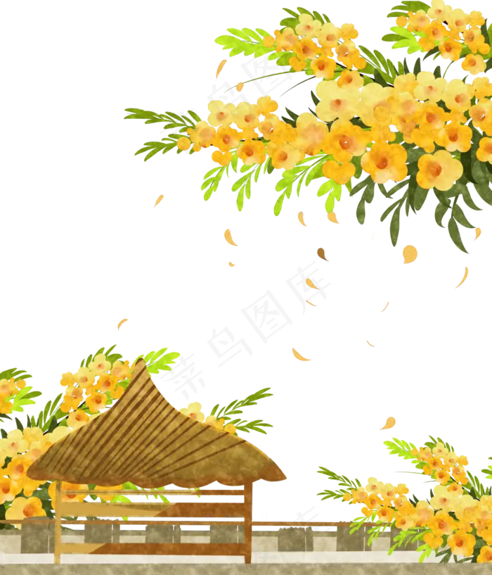 水墨精致黄色繁盛春花(3000X3500(DPI:300))psd模版下载