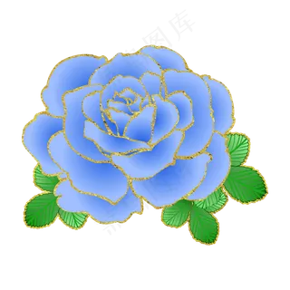 蓝白色玫瑰唯美花卉PNG素材,免抠元素