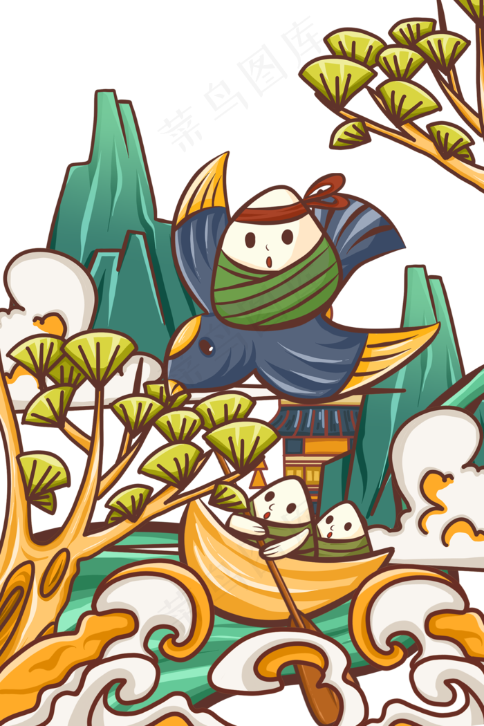 端午节国潮风古风卡通