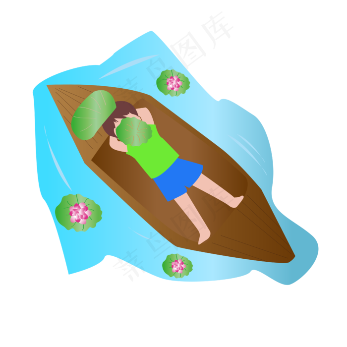 小船荷叶男孩(4167*4167px 300 dpi )ai矢量模版下载