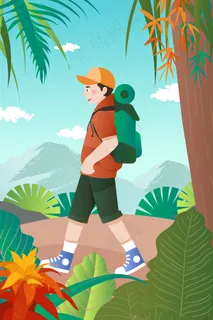 背包客旅游夏日五一放假出游手机页面配图