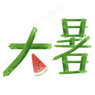 大暑创意西瓜皮艺术字