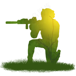 持枪的军人剪影,免抠元素