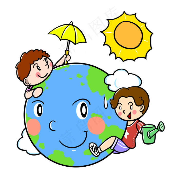 卡通世界地球日防止全球变暖pn