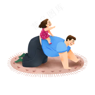 父亲节爸爸与女儿开心玩耍