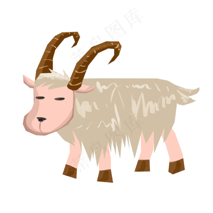 手绘家禽山羊插画,免抠元素