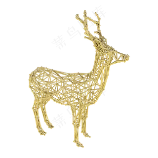 C4D晶格黄金鹿,免抠元素