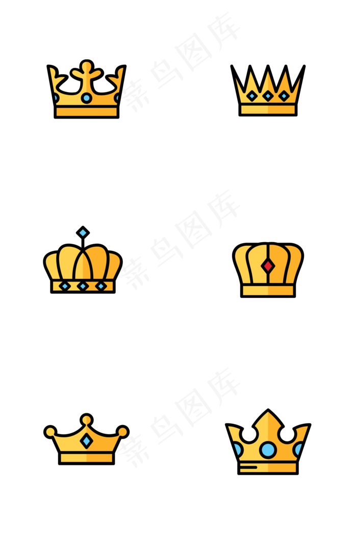 简约各种皇冠头盔插画,免抠元素