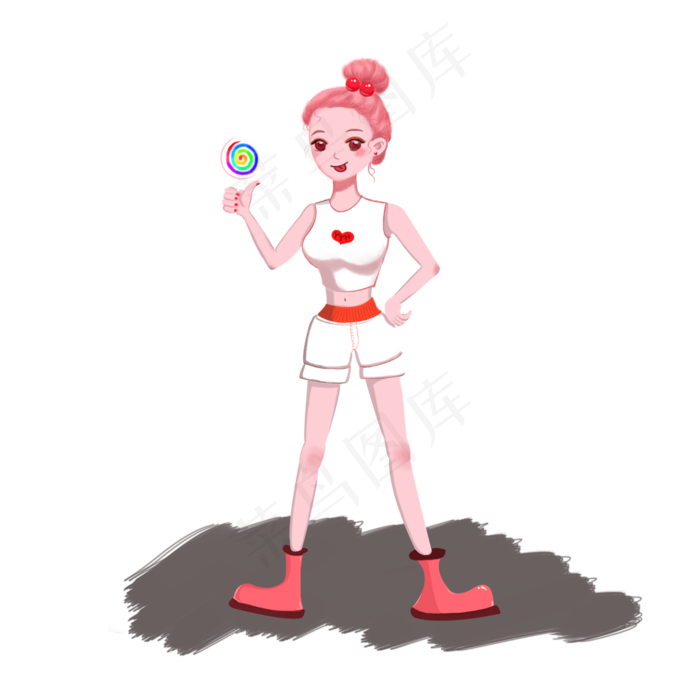 手绘卡通棒棒糖少女(4500X4500(DPI:762))psd模版下载