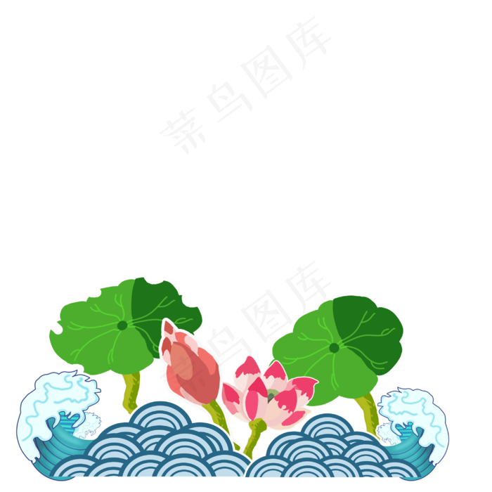 边框荷叶荷花(3000X3000(DPI:300))psd模版下载