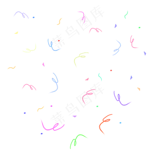节日活动丝带彩带碎纸漂浮元素,免抠元素