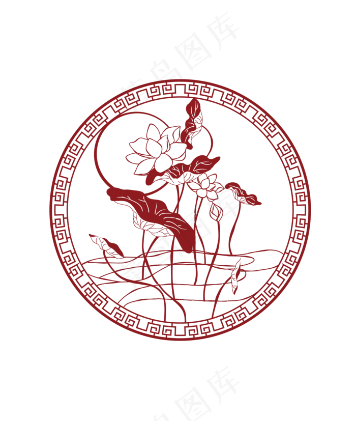 中秋月下赏荷花(2000X2000(DPI:300))ai矢量模版下载