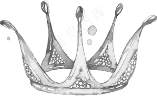 水彩手绘公主银色水晶皇冠