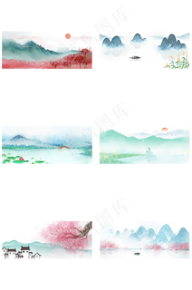 山水中国风水墨PNG素材