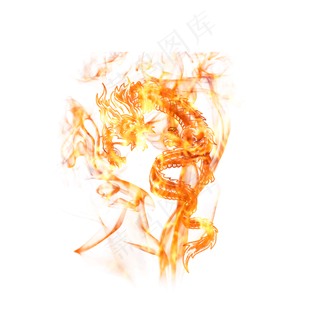 水墨动物火焰中国龙传统风水墨风,免抠元素