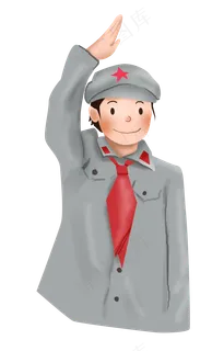 红色教育手绘小红军