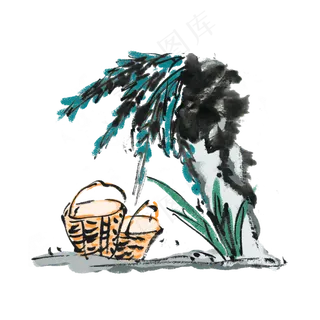 端午节吃粽子习俗水墨风手绘