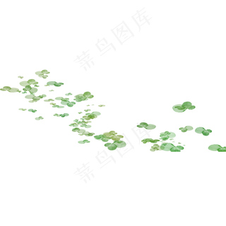 绿色水彩浮萍