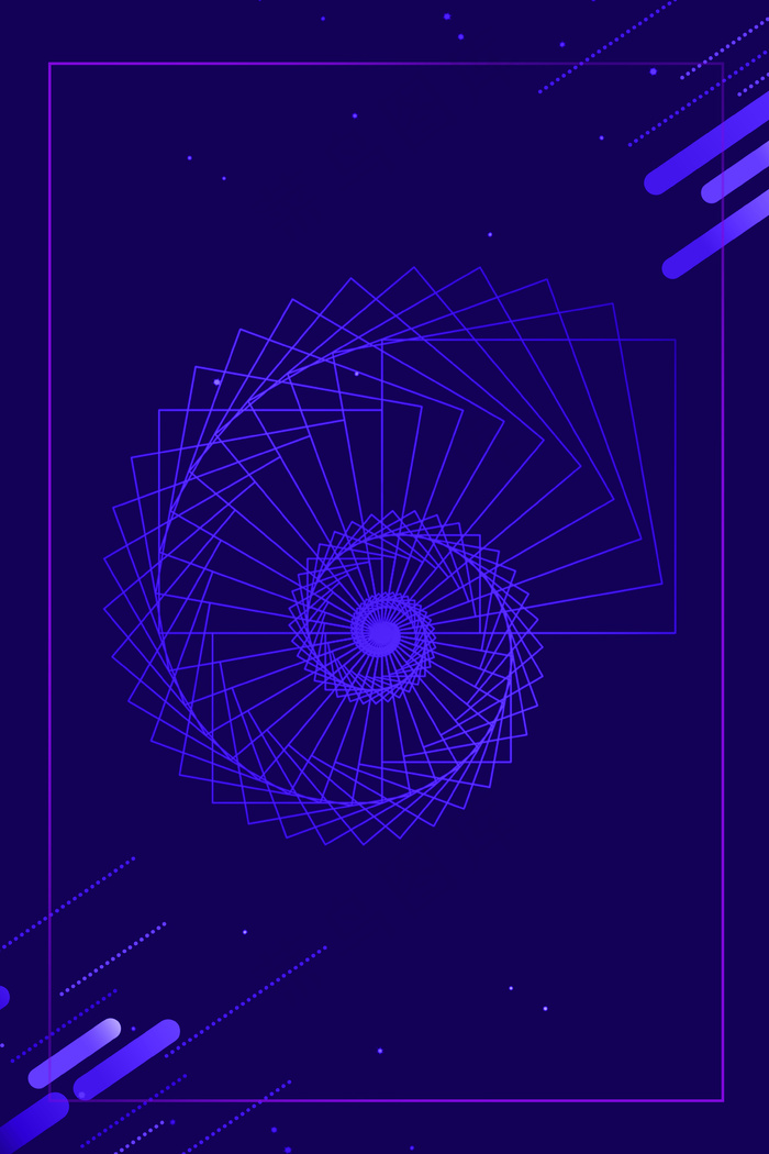 商务蓝色科技几何线条边框背景海报