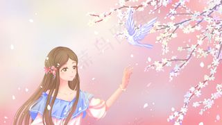 粉色唯美卡通春季春花朝节3月4月你好配图