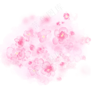 手绘水彩一片盛开的桃花