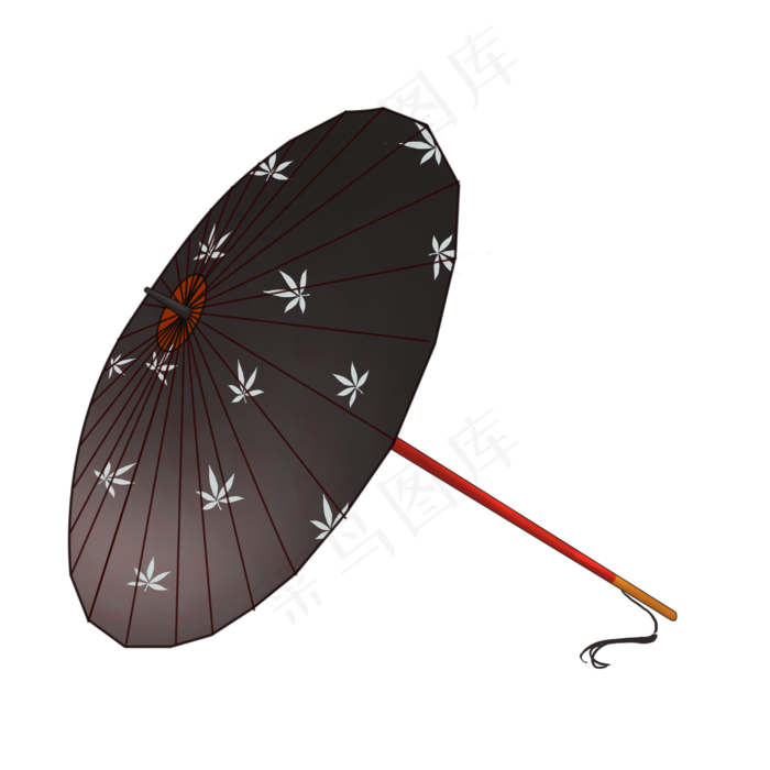 古典油纸伞唯美中国风PNG黑色花,免抠元素